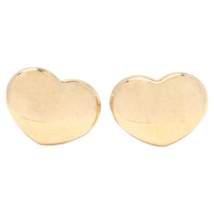 Pendientes Corazón de Oro Amarillo de 14k, Pendientes de Pasador, Delicados y Bonitos