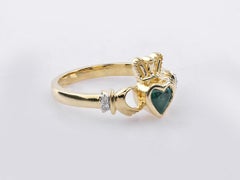 14K Yellow Gold Heart Emerald & Diamond Cocktail Ring