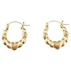 14K Yellow Gold Heart Hoop Earrings #17961