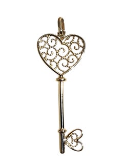 14K Yellow Gold Heart Key Pendant #25558