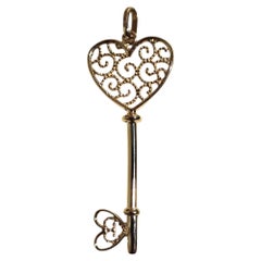 14K Yellow Gold Heart Key Pendant #25558