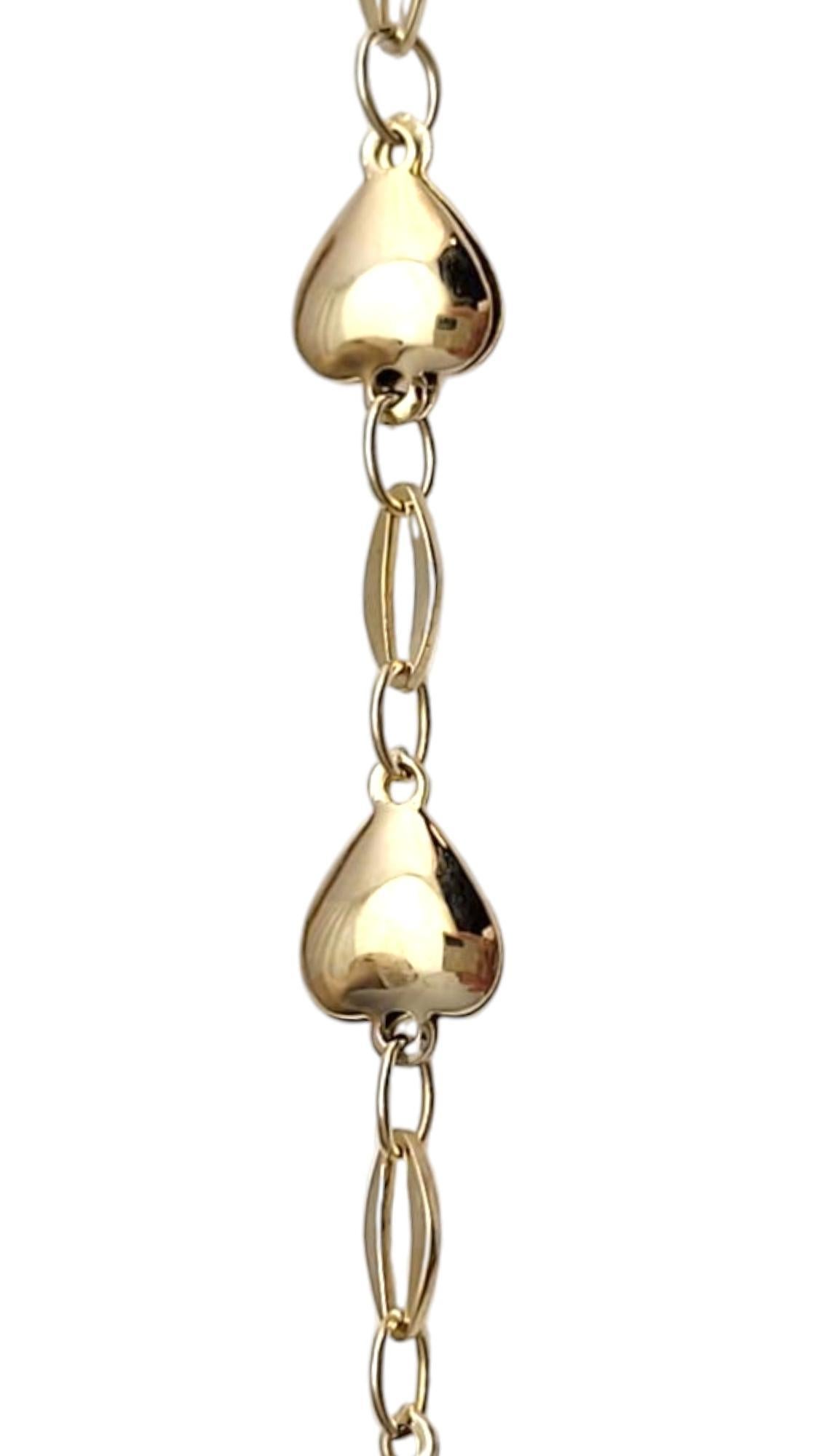 14K Yellow Gold Heart Link Bracelet #21058 In Good Condition For Sale In Washington Depot, CT
