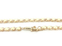 14k Yellow Gold Heart Link Chain Bracelet w/ Barrel Push Clasp