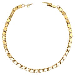 14k Yellow Gold Heart Link Chain Bracelet w/ Barrel Push Clasp