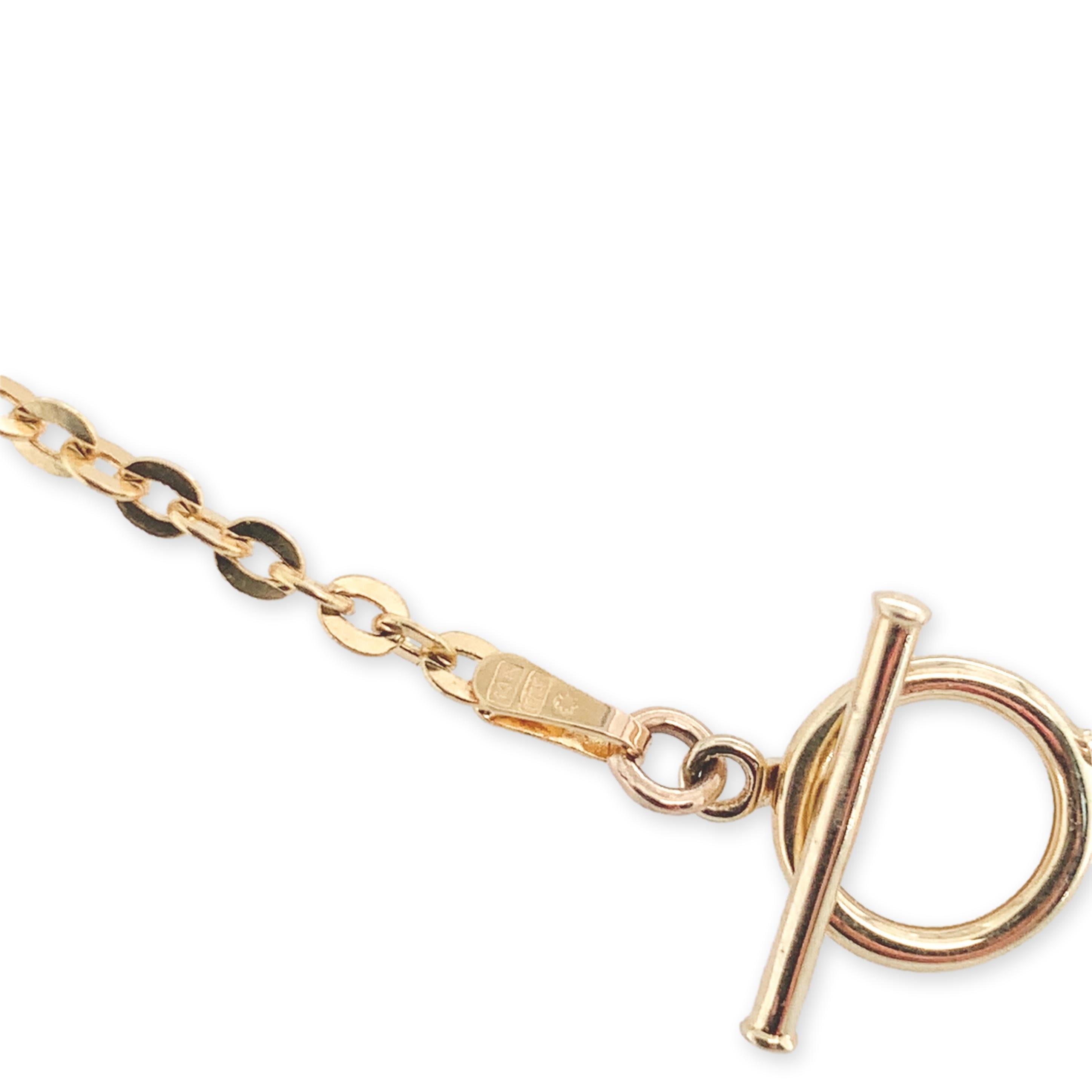 Médaillon en or jaune 14K avec chaîne en câble 18.5