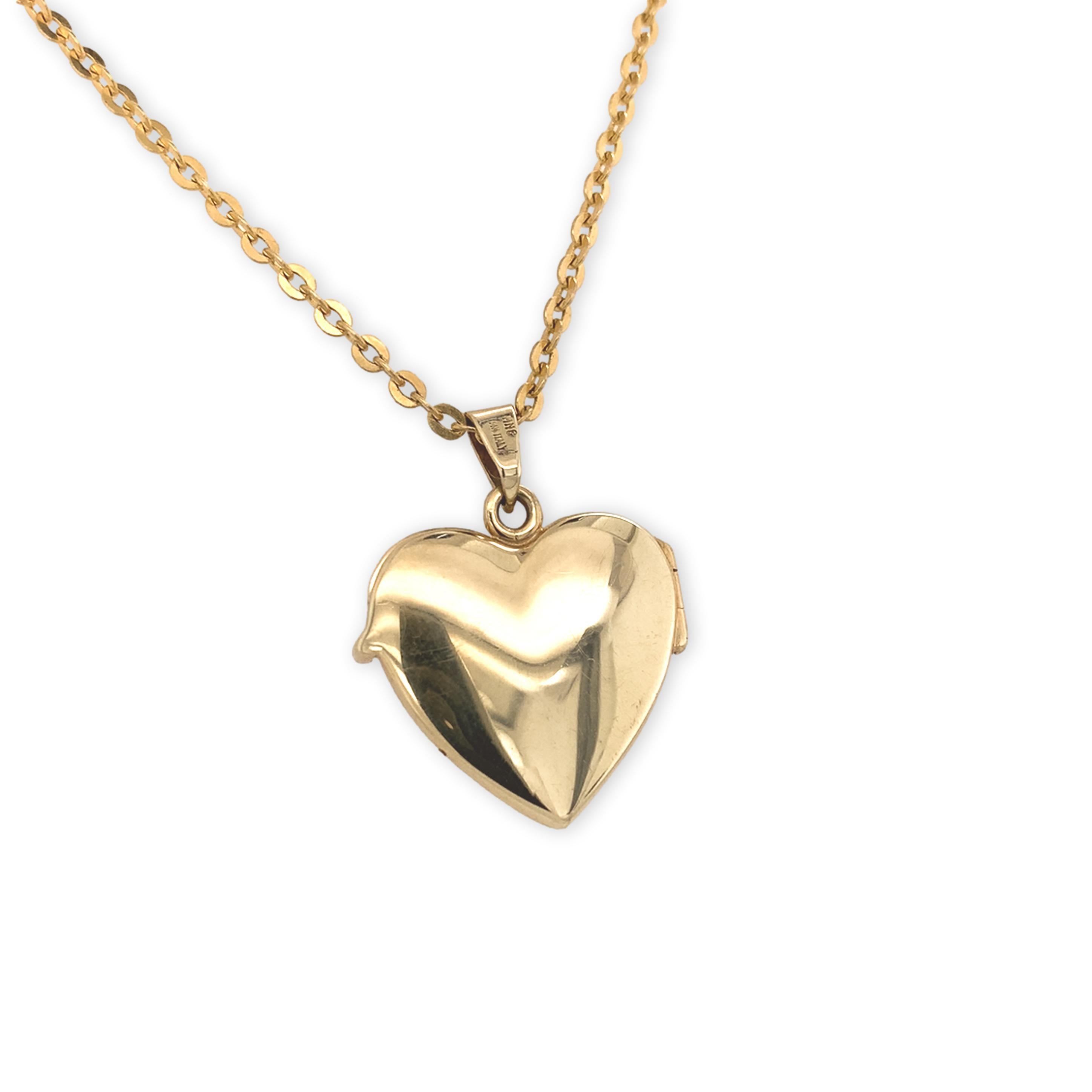 Médaillon en or jaune 14K avec chaîne en câble 18.5