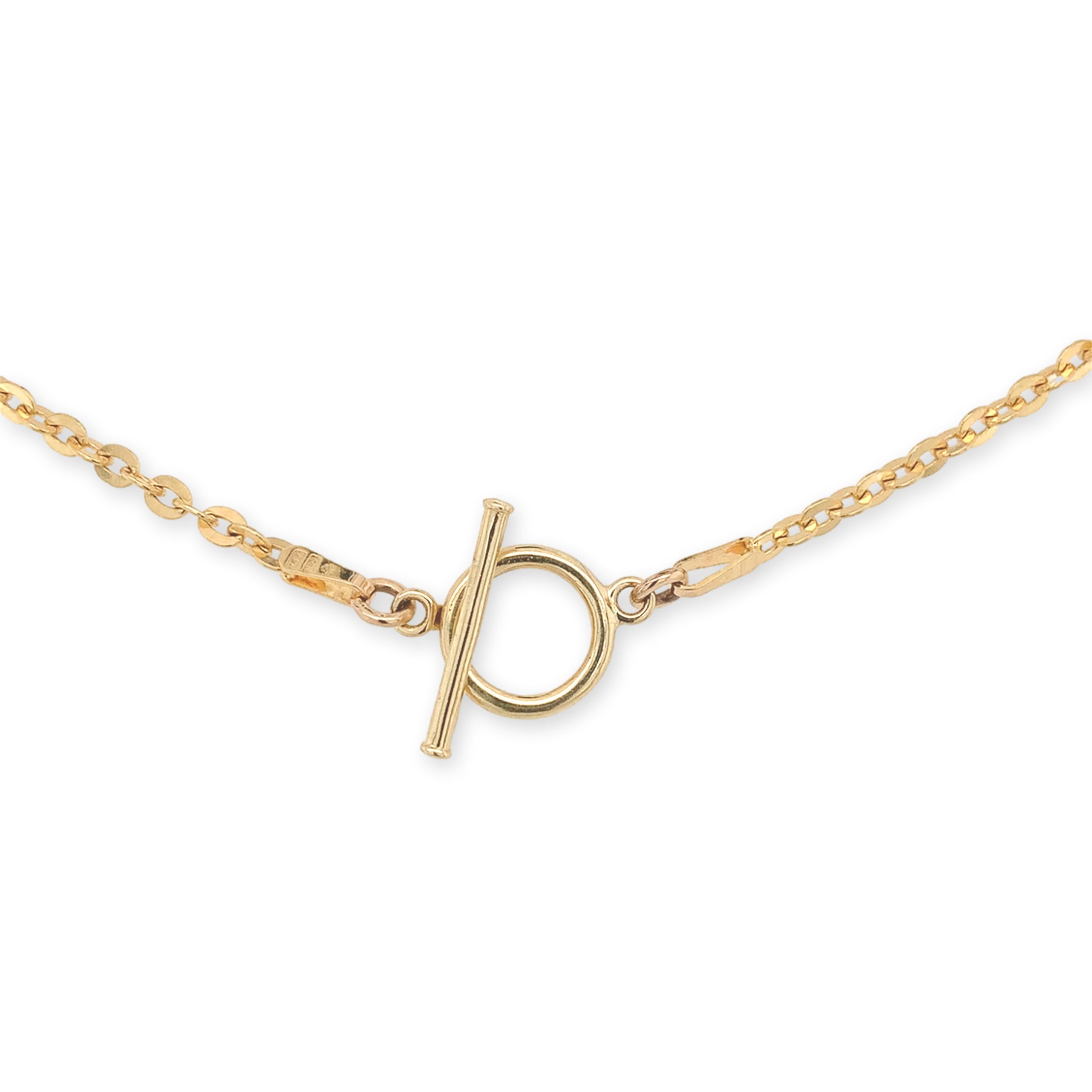 Médaillon en or jaune 14K avec chaîne en câble 18.5