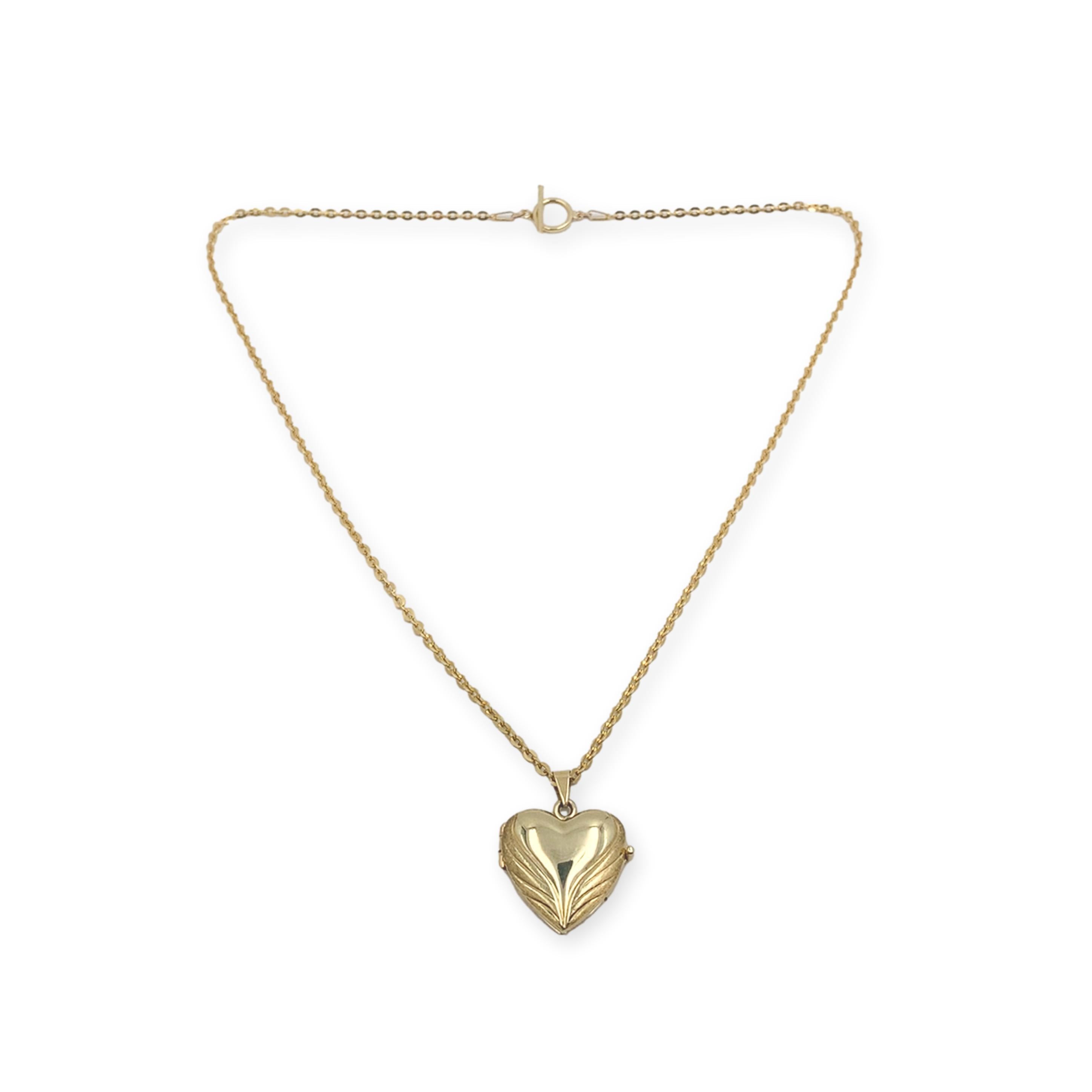 Médaillon en or jaune 14K avec chaîne en câble 18.5
