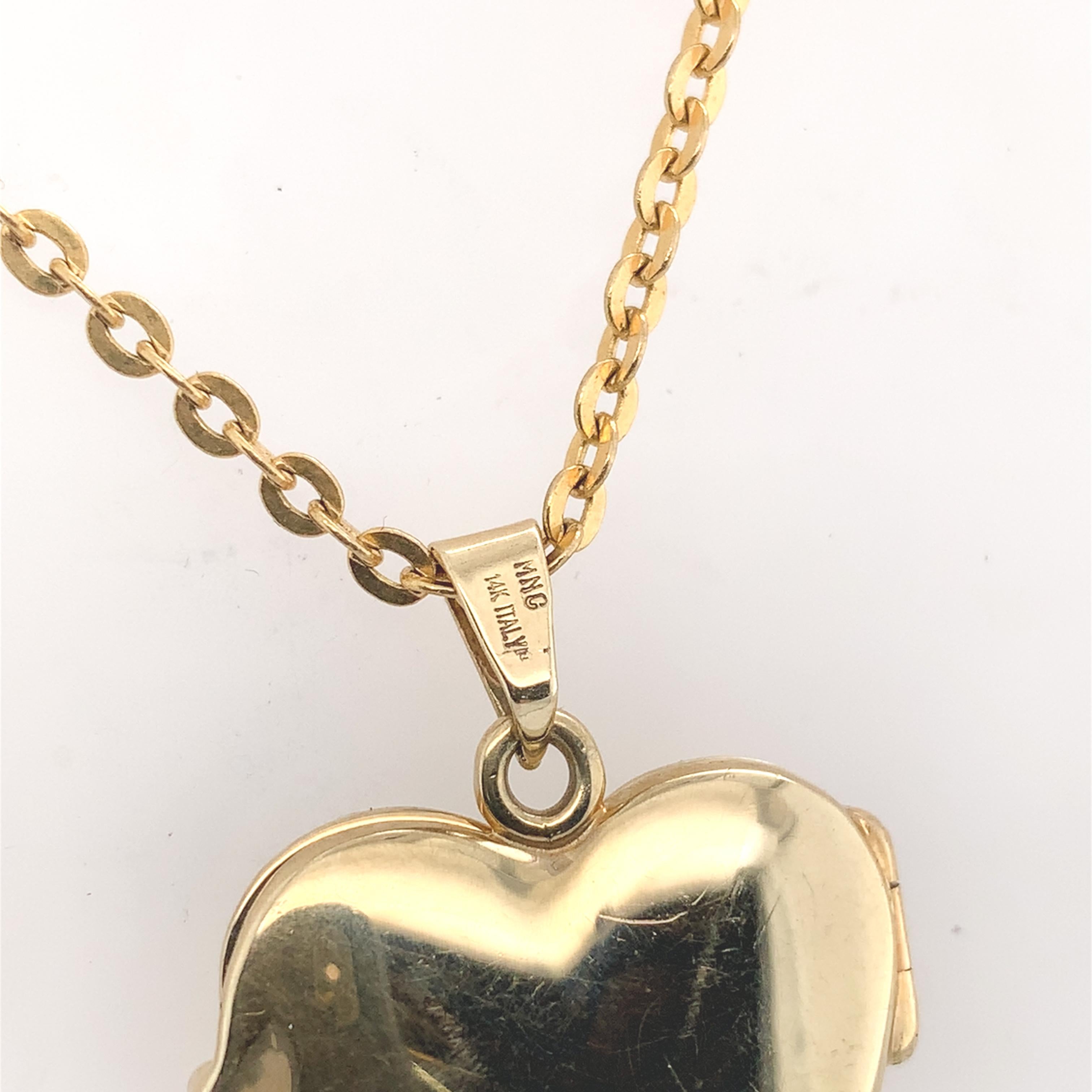 Médaillon en or jaune 14K avec chaîne en câble 18.5
