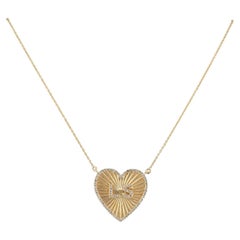 14k Yellow Gold Heart Necklace Natural Diamond Initial Charm Personalize Jewelry