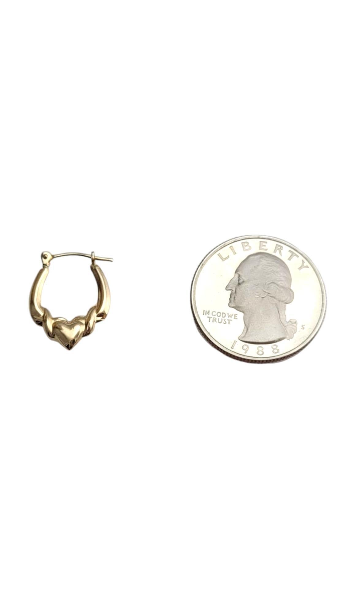 14K Yellow Gold Heart Oval Hoop Earrings #21086 1
