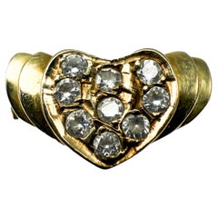 14 Karat Gelbgold Herzring mit 9 Brillanten