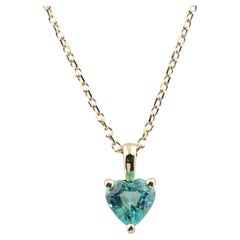 14K Yellow Gold Heart Shape Emerald Pendant Necklace