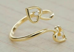 Heart Shape Ring Round Diamond in 14K Yellow Gold
