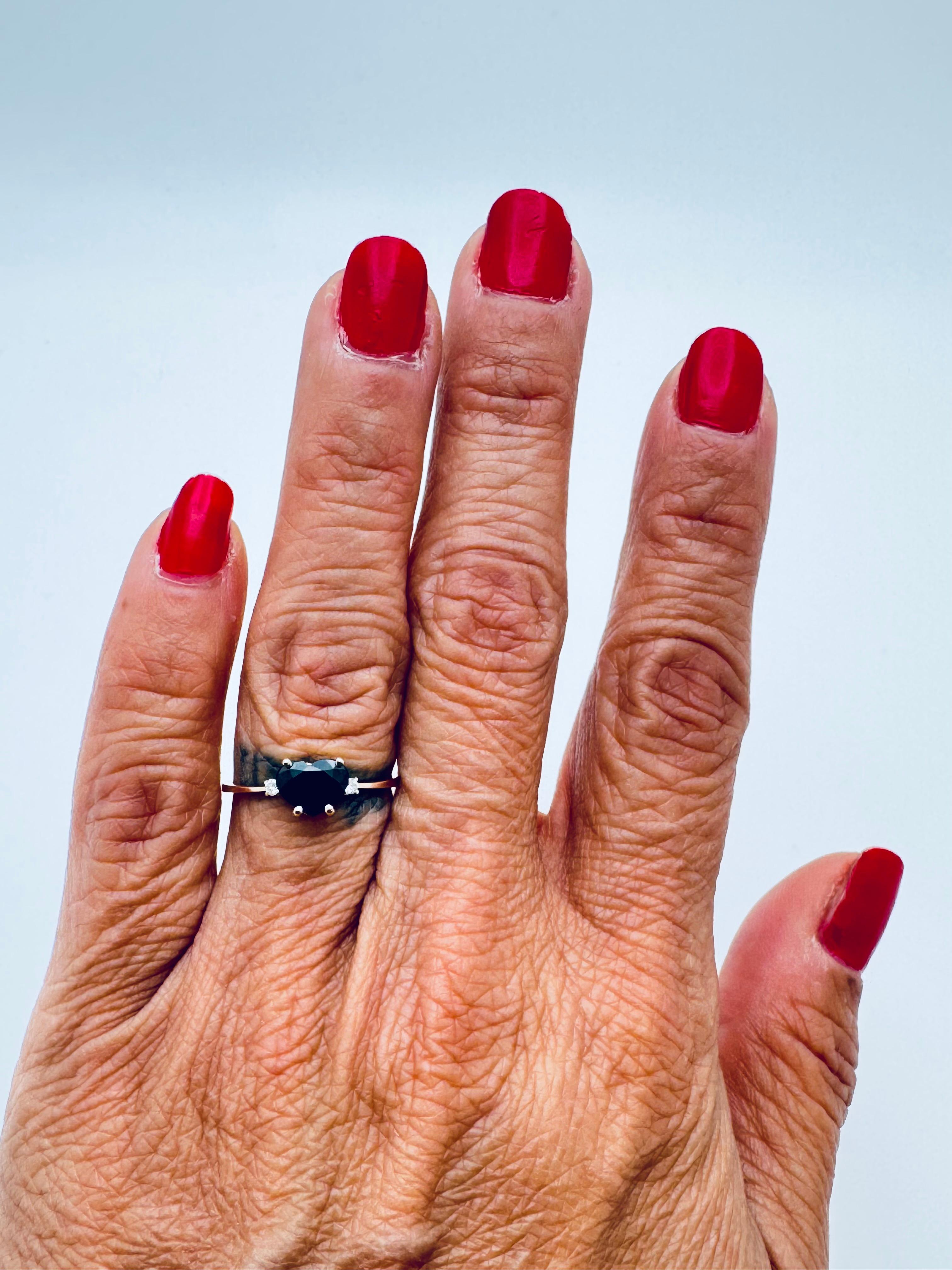 Bague en or jaune 14K en forme de cœur avec saphir bleu et diamant Bon état - En vente à Palm Desert, CA