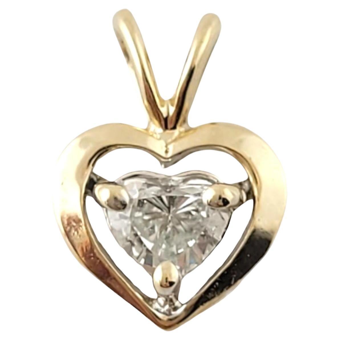 14K Yellow Gold Heart Shaped Diamond Heart Pendant #16936 For Sale