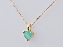 14K Yellow Gold Heart-Shaped Emerald Pendant Necklace