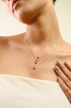 14K Yellow Gold Heart-Shaped Natural Ruby Solitaire Pendant Necklace for Women