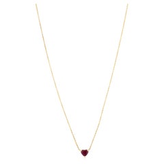 14K Yellow Gold Heart-Shaped Natural Ruby Solitaire Pendant Necklace for Women