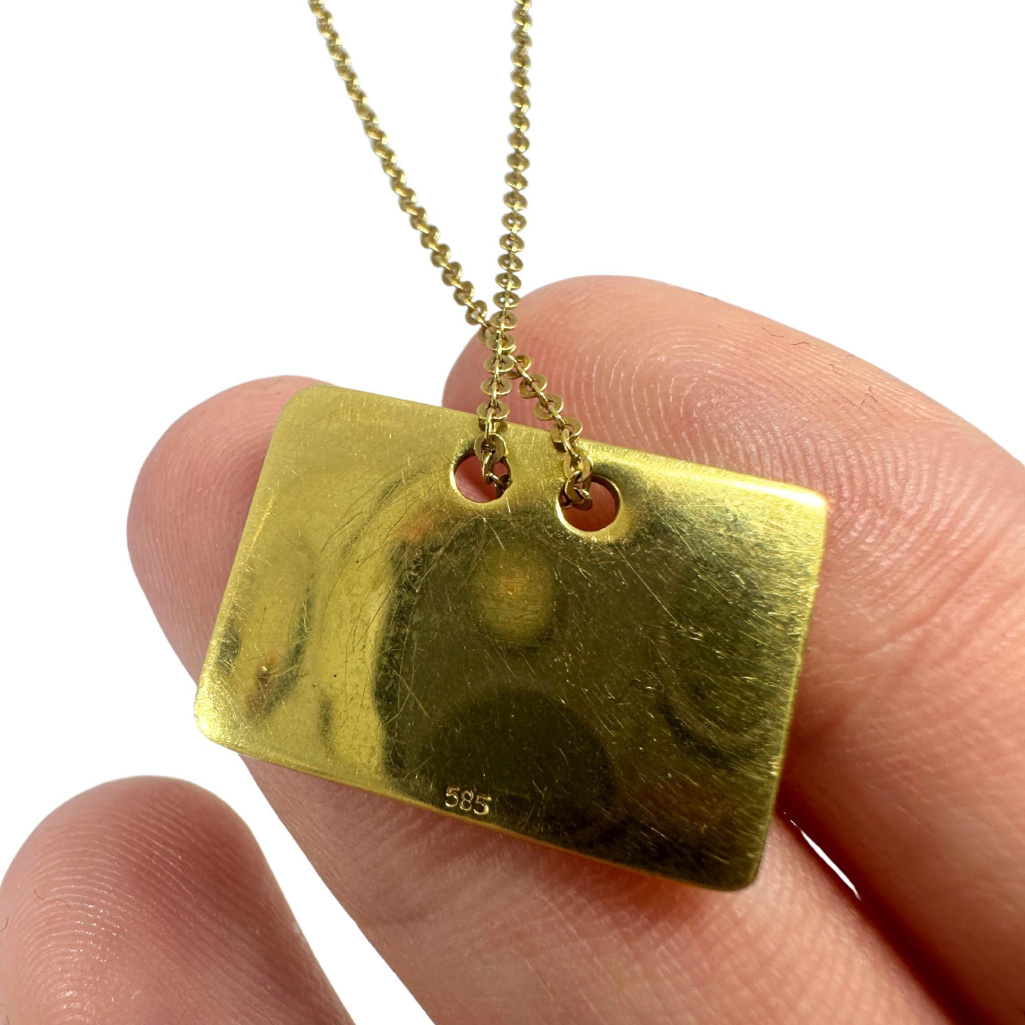 Collier avec pendentif en or jaune 14K en forme de coeur en vente 2