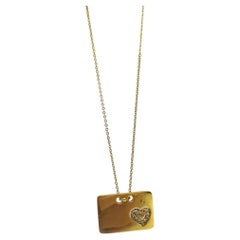 14K Yellow Gold Heart Tag Pendant Necklace