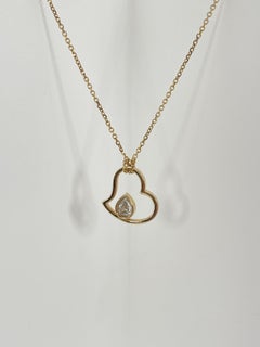 14K Yellow Gold Heart w/ .45 CTW Pear Diamond Pendant Necklace