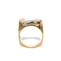 14K Yellow Gold Heavy Custom Modern Australian Opal Ring
