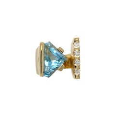 14K Gelbgold Heavy Modern Aquamarin und Diamant Ring