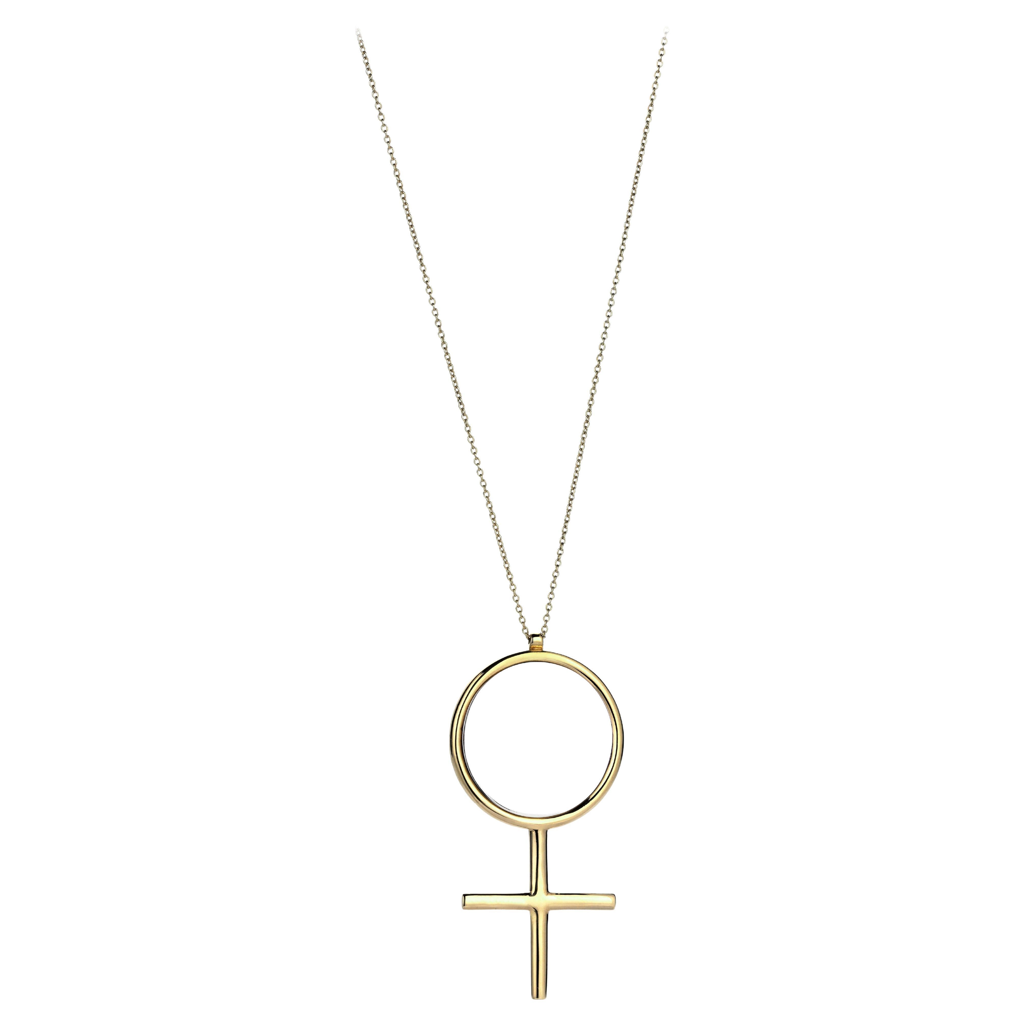 14K Yellow Gold Mirror Necklace