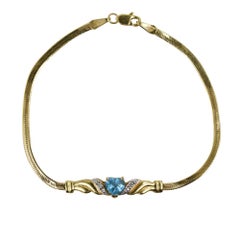 Bracciale in oro giallo 14K a spina di pesce con topazio 3,8g