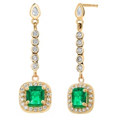 Orecchini Jewell in oro giallo 14K con smeraldi e diamanti da 2,32 carati