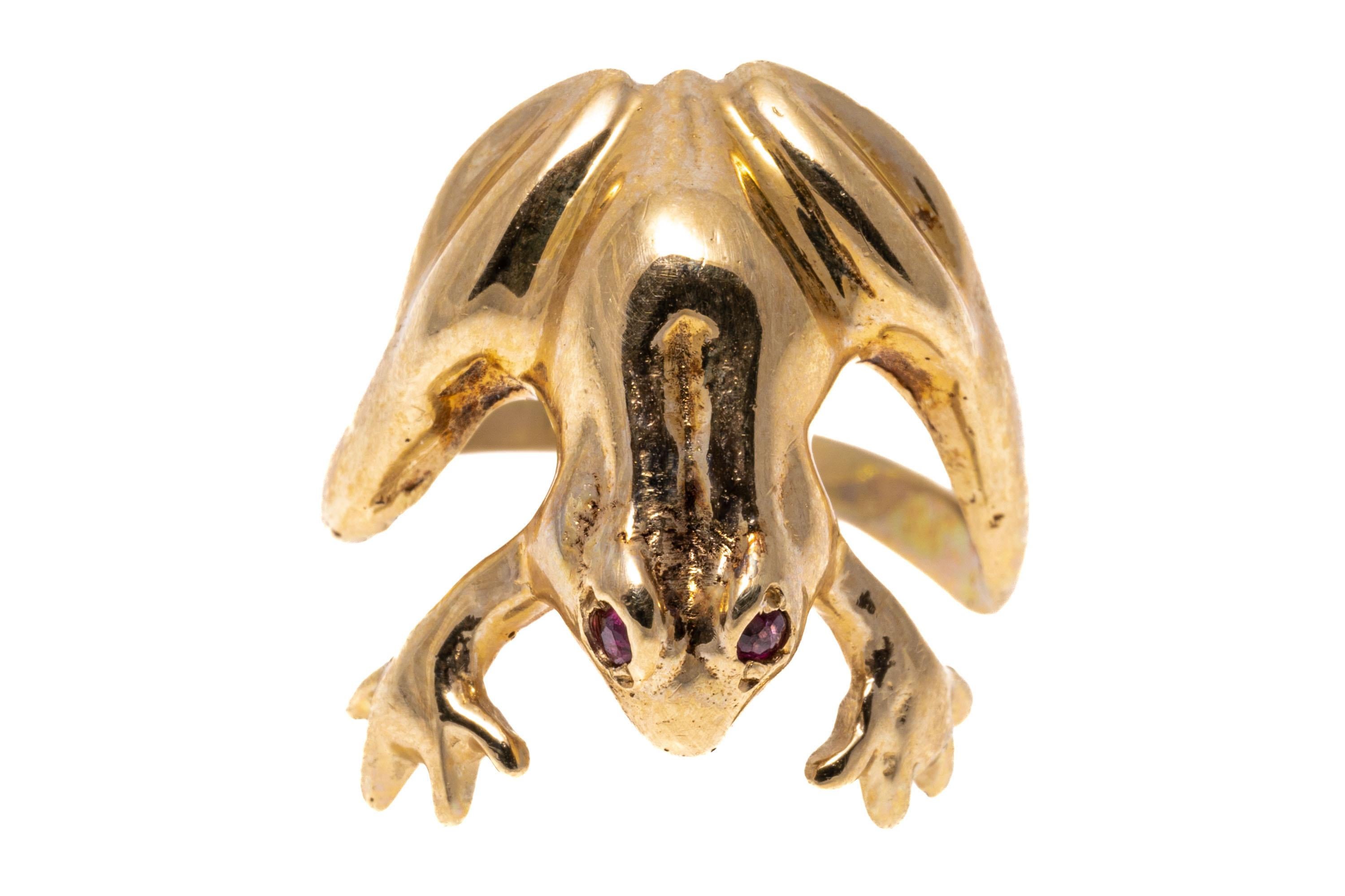 14k Yellow Gold High Polished Frog Form Ring For Sale 1