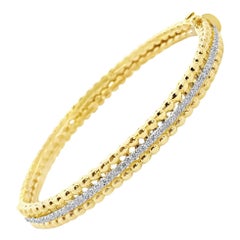 14K Yellow Gold Hinged Bangle Bracelet with Diamonds 0.80 Carats