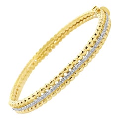 14K Yellow Gold Hinged Bangle Bracelet with Diamonds 0.80 Carats