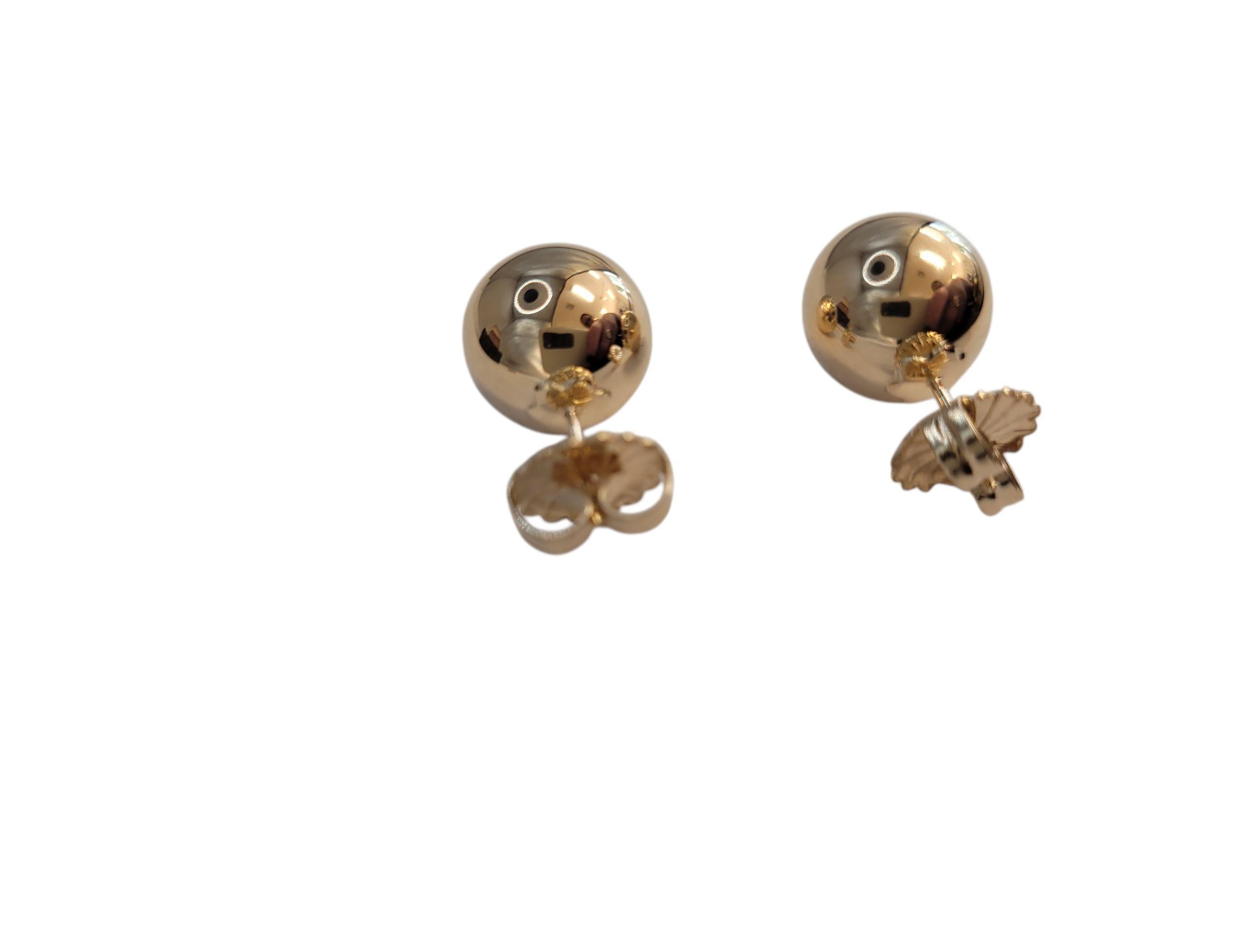Contemporaneo Orecchini a sfera in oro giallo 14k con foro da 12 mm #23213 in vendita