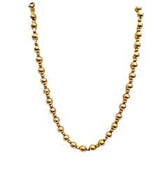 14K Yellow Gold Hollow Bead Necklace with Appraisal