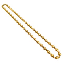14K Yellow Gold Hollow Bead Necklace with Appraisal