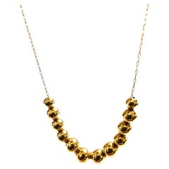 14K Gelbgold Hohl abgestufte Perlenkette Halskette