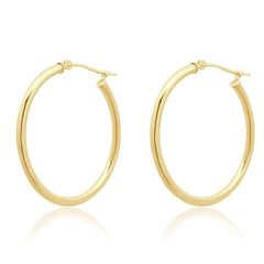 14K Yellow Gold Hollow Hoop Earrings