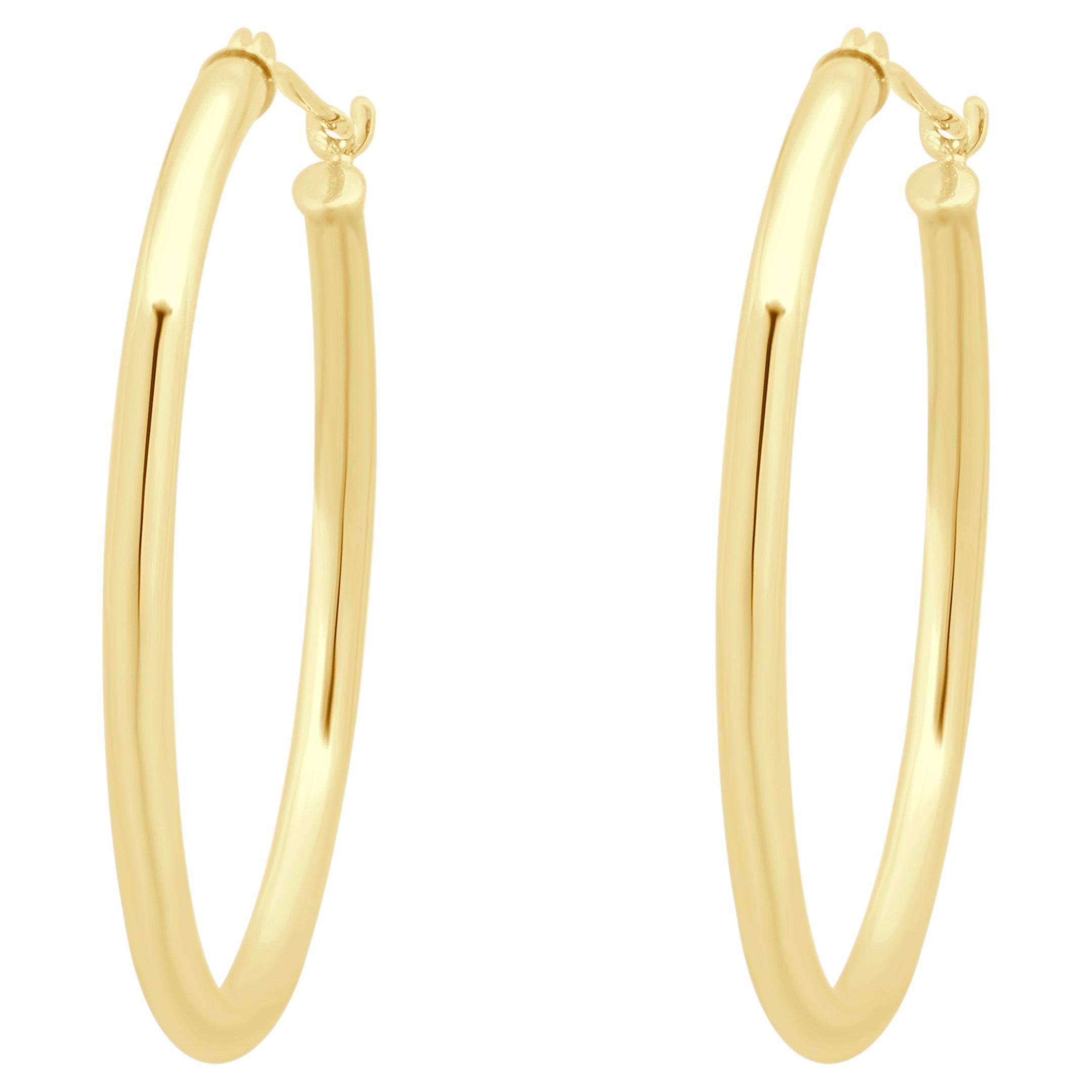 Pendientes de aro huecos de oro amarillo de 14K