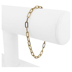 14k Yellow Gold Hollow Light Paperclip Link Bracelet Italy 7"