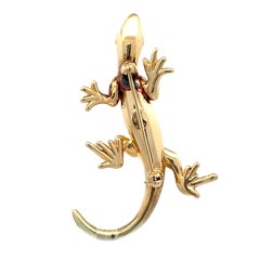 14K Yellow Gold Hollow Lizard Vintage Pin Brooch