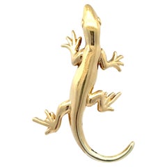 14K Yellow Gold Hollow Lizard Vintage Pin Brooch