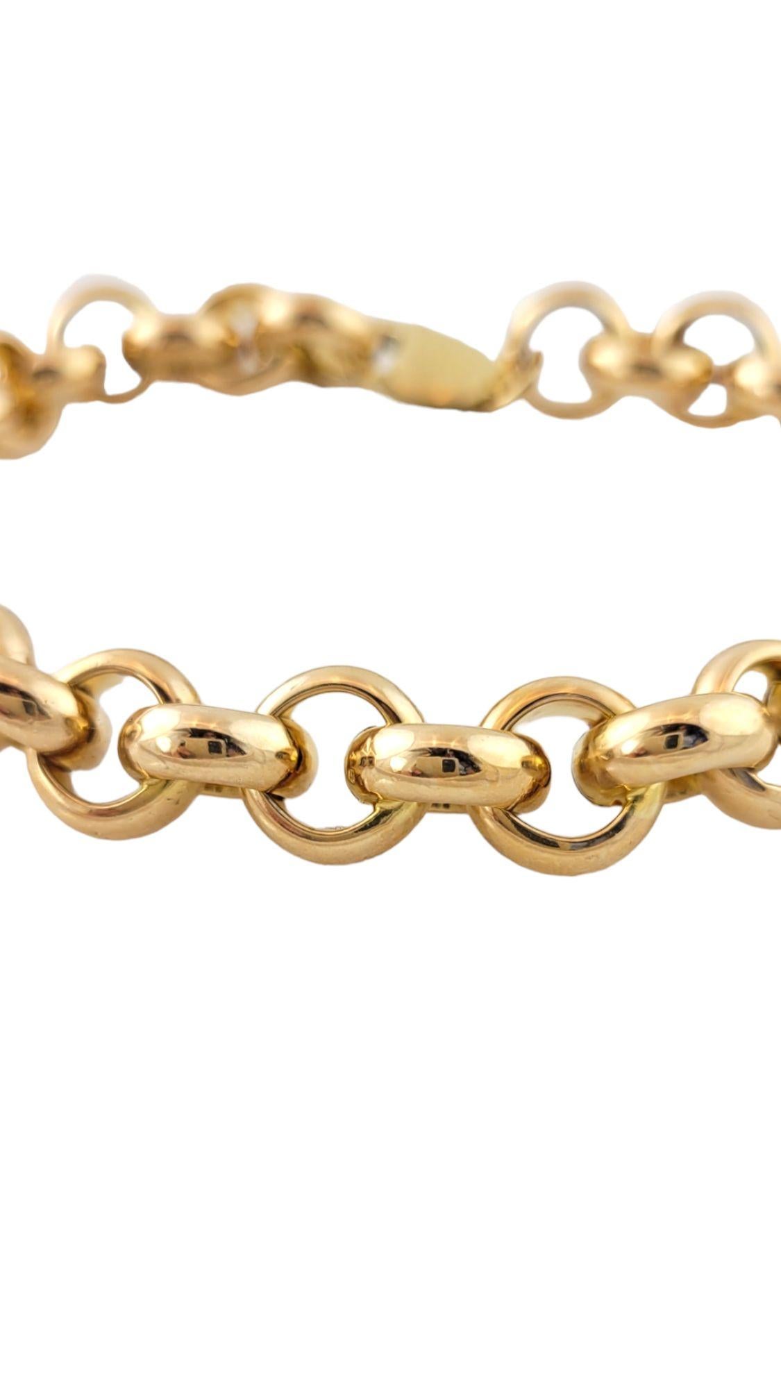 14K Yellow Gold Hollow Rolo Link Bracelet #15732 In Good Condition In Washington Depot, CT