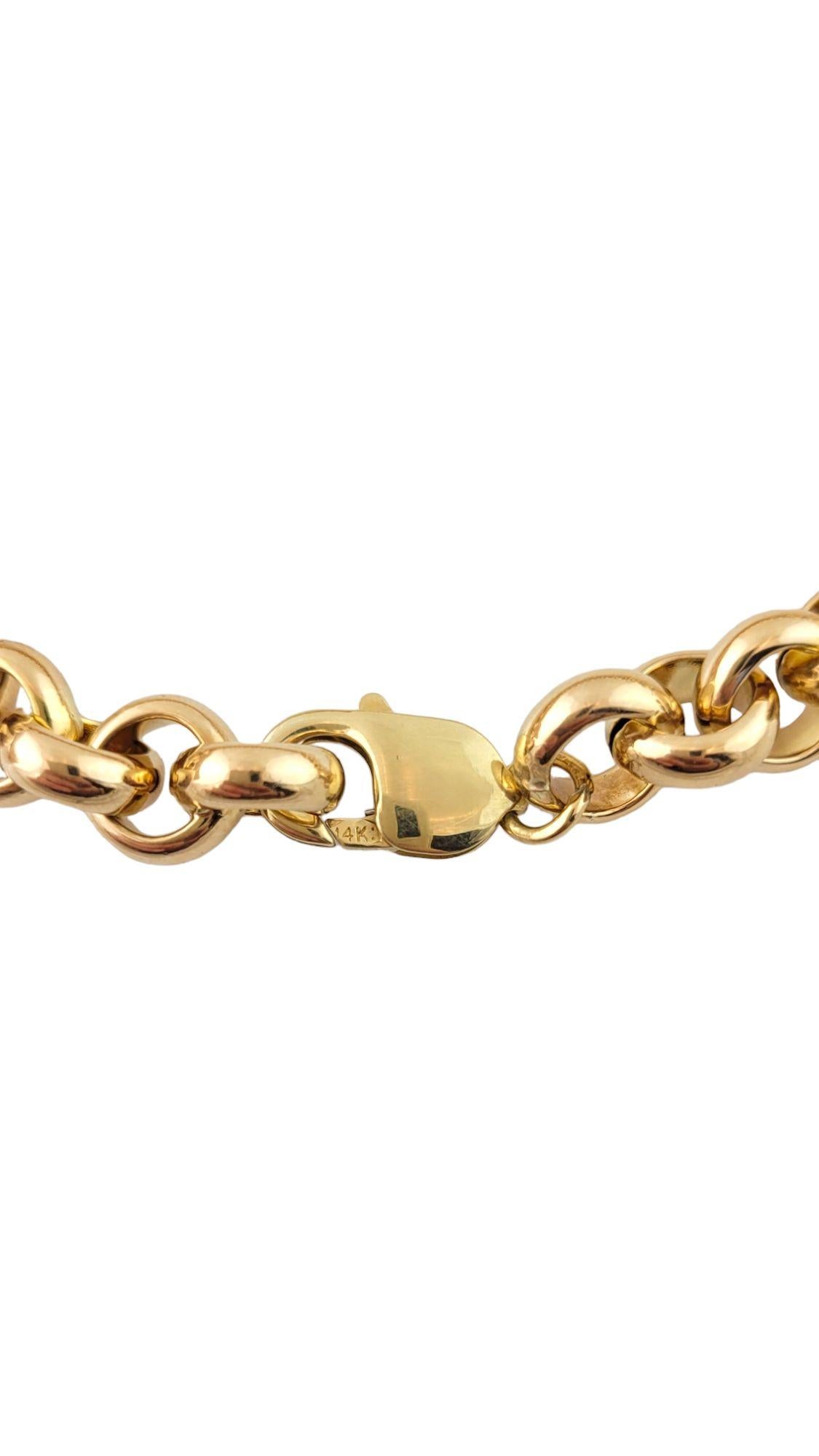 Women's 14K Yellow Gold Hollow Rolo Link Bracelet #15732