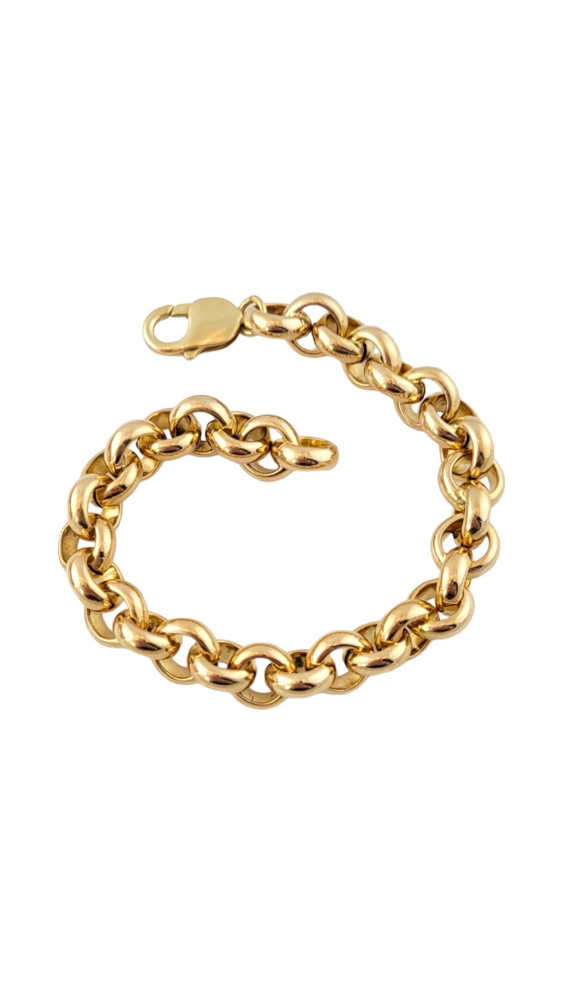 14K Yellow Gold Hollow Rolo Link Bracelet #15732 2