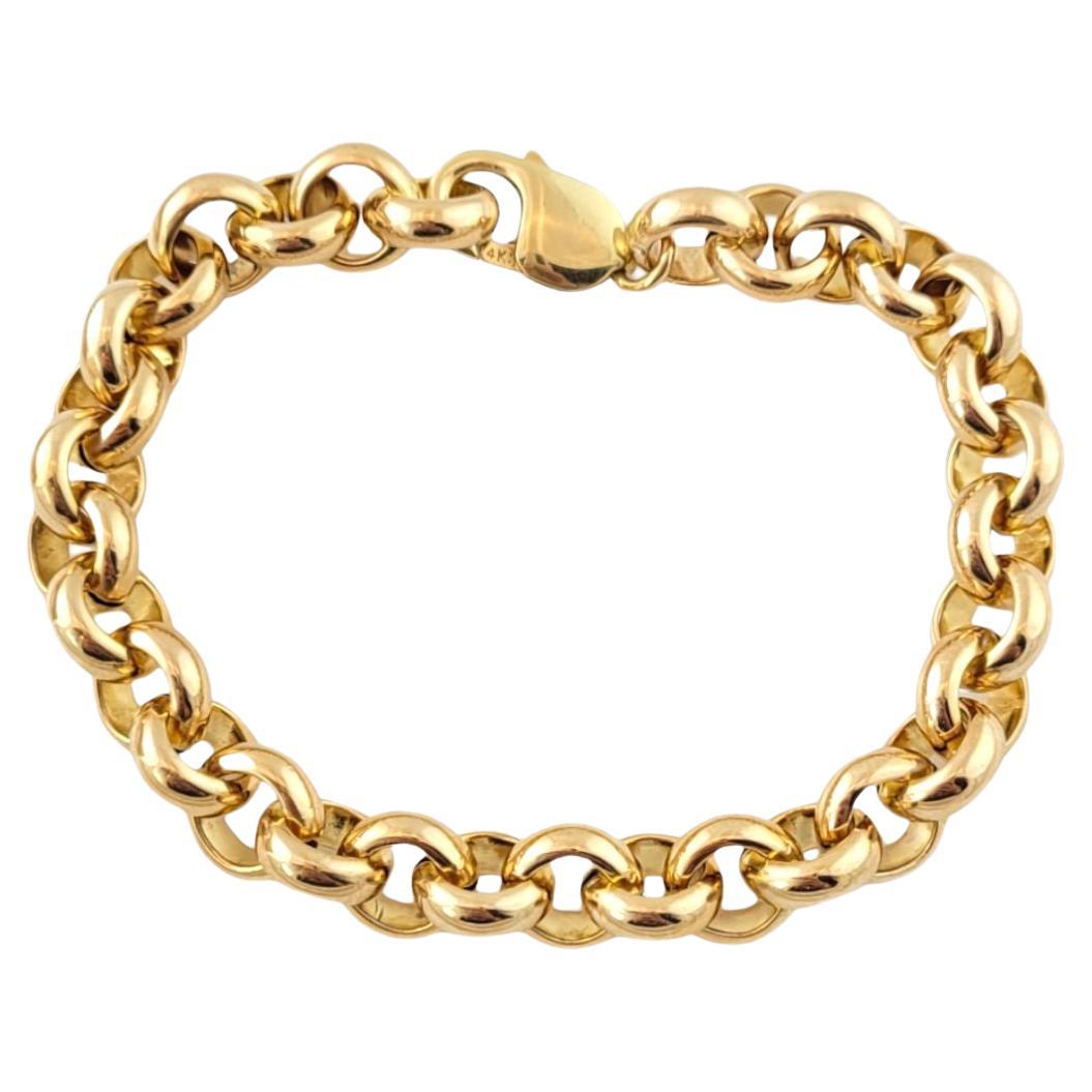 14K Yellow Gold Hollow Rolo Link Bracelet #15732