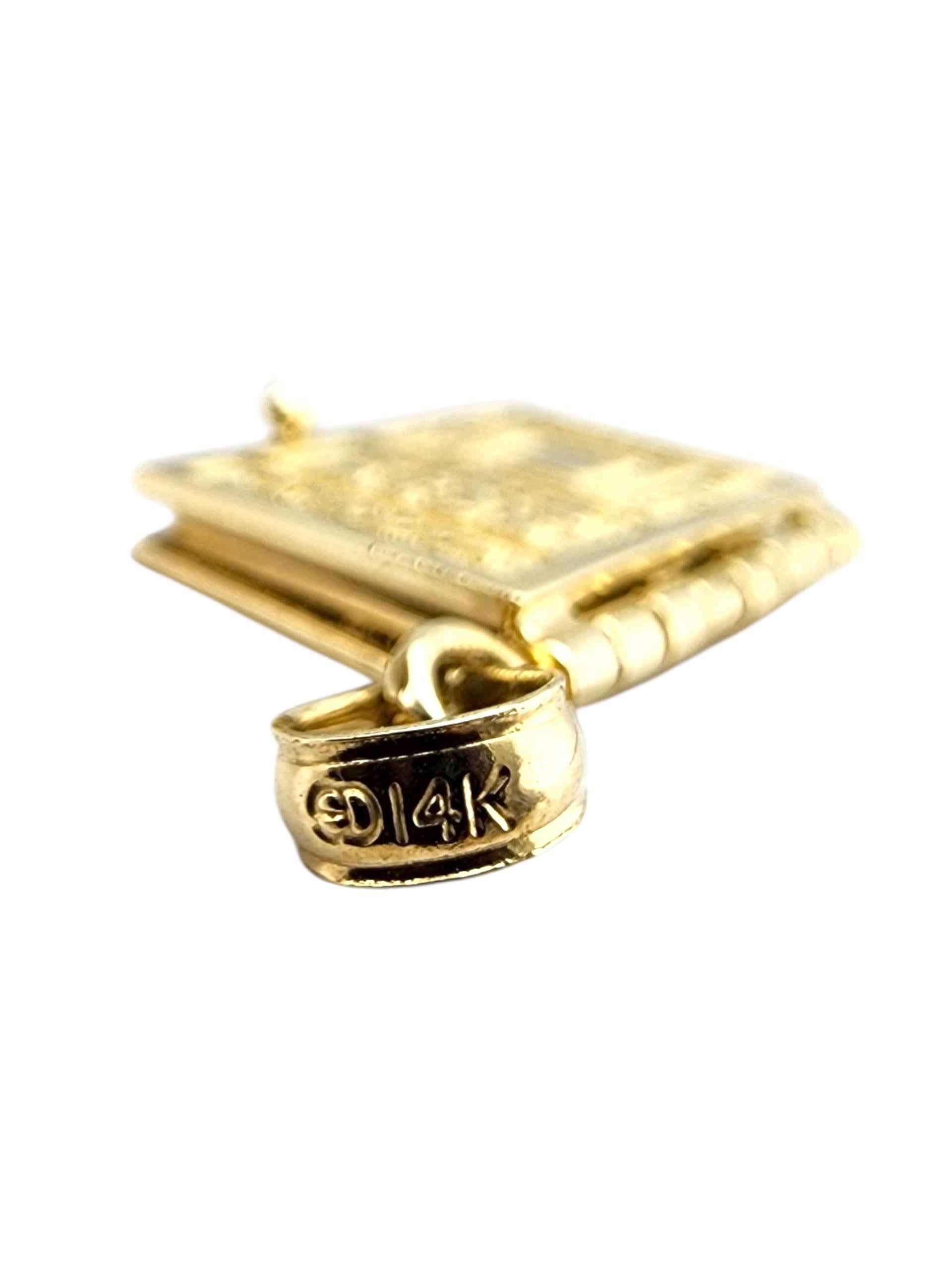 Women's 14K Yellow Gold Holy Bible Our Father Prayer Charm #22408 For Sale
