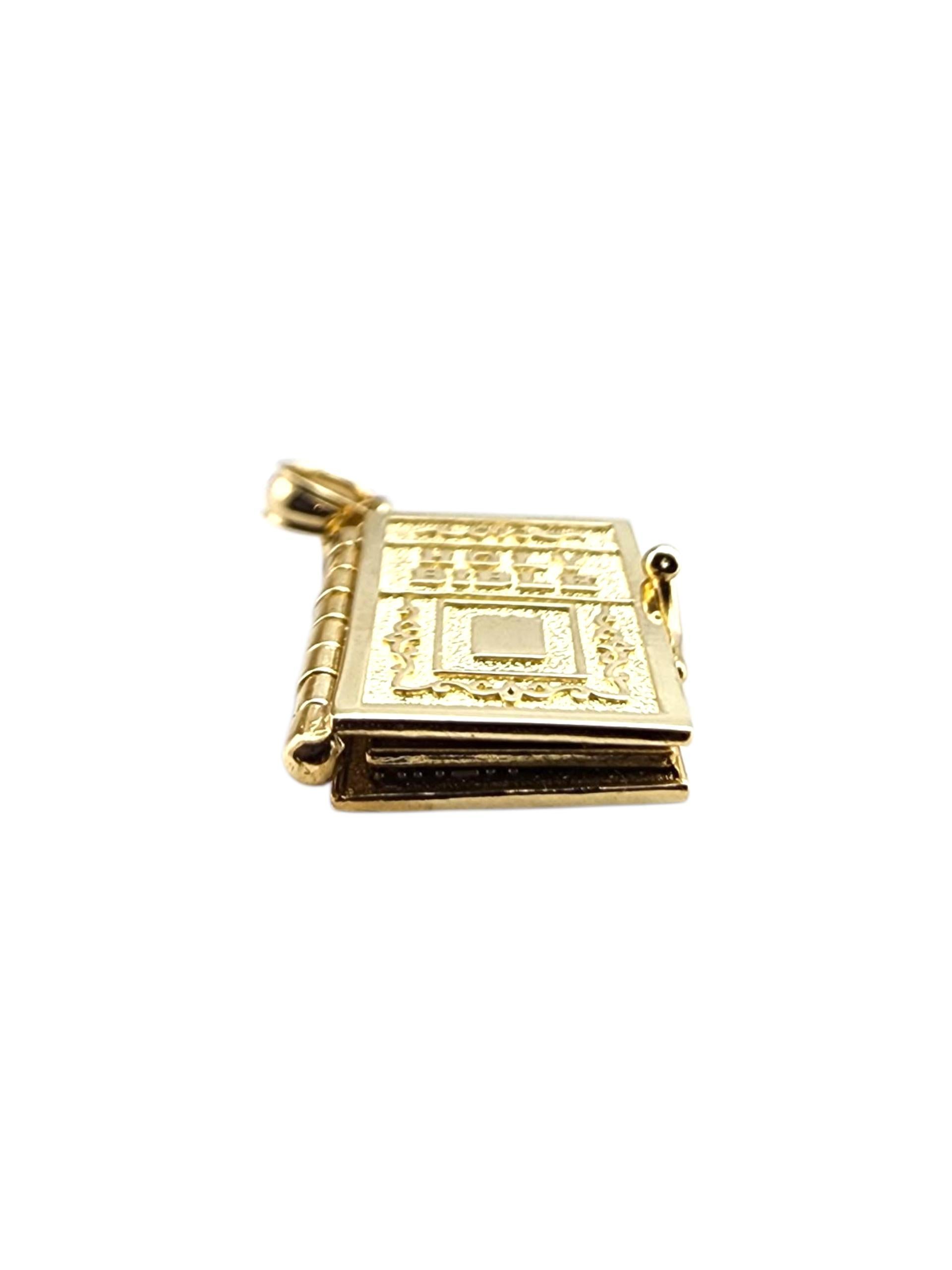 14K Yellow Gold Holy Bible Our Father Prayer Charm #22408 For Sale 1
