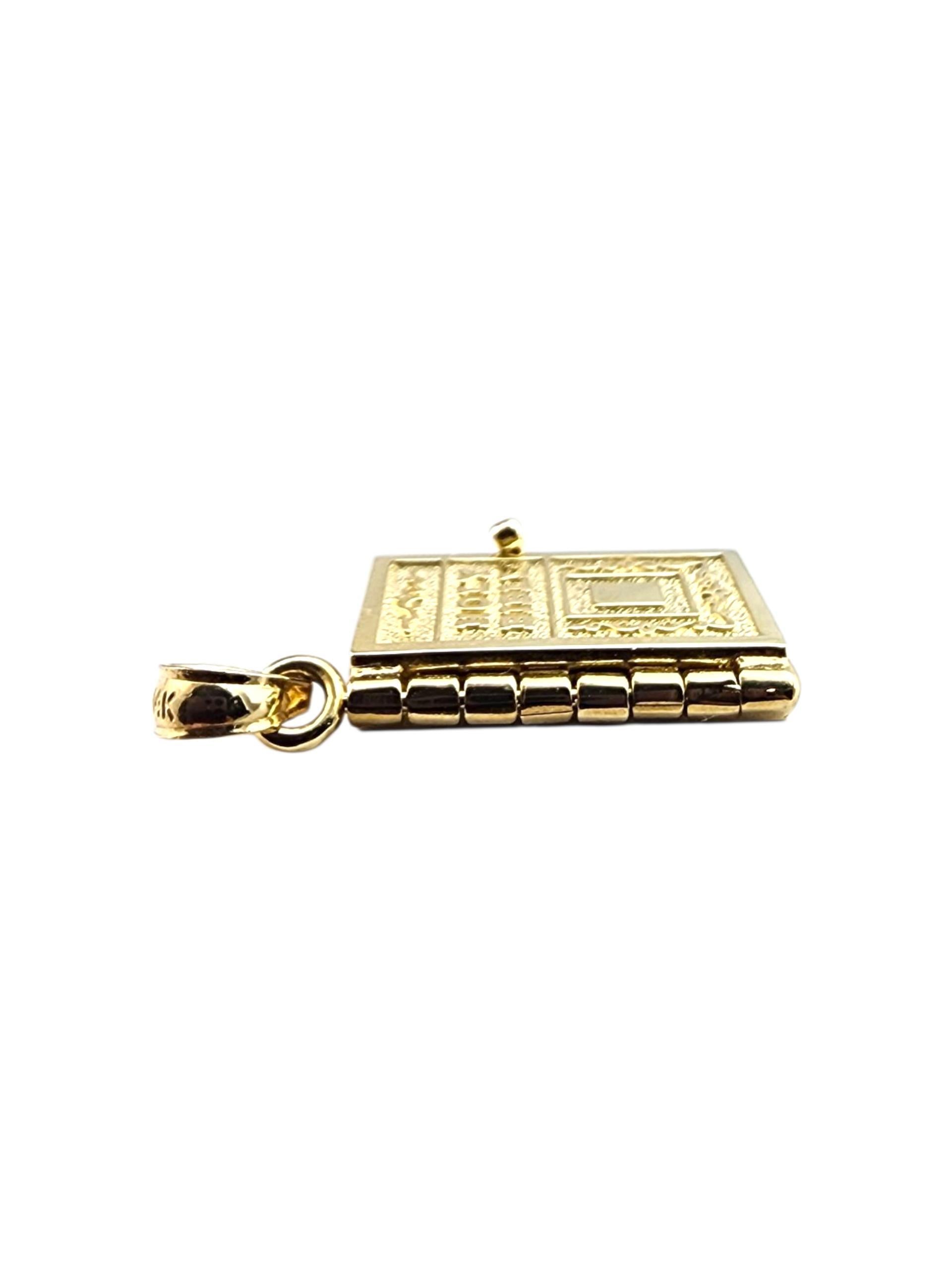 14K Yellow Gold Holy Bible Our Father Prayer Charm #22408 For Sale 2